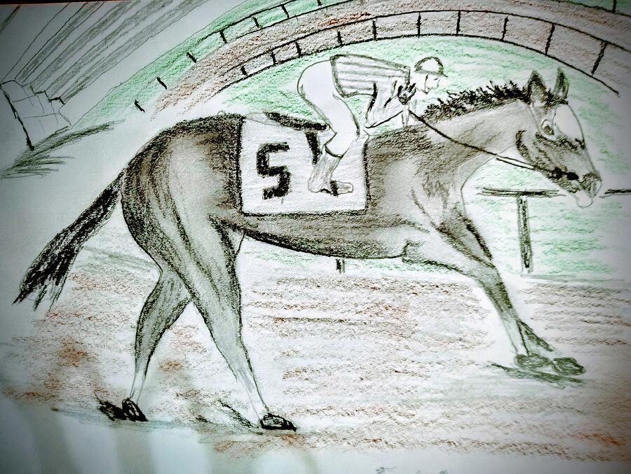 Day at the track drawing by tony guelker fine art america