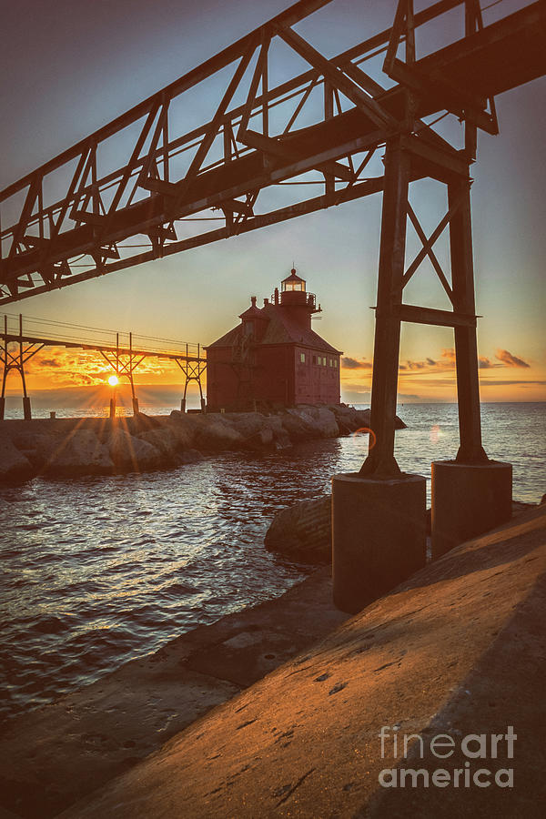 Day Breaks Over The Sturgeon Bay Lighthouse Photograph