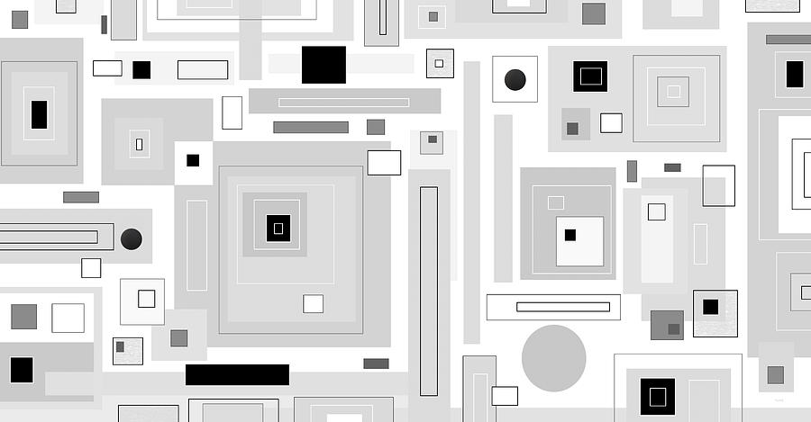 Day Four - White and Black Geometric Abstract Digital Art by Val Arie