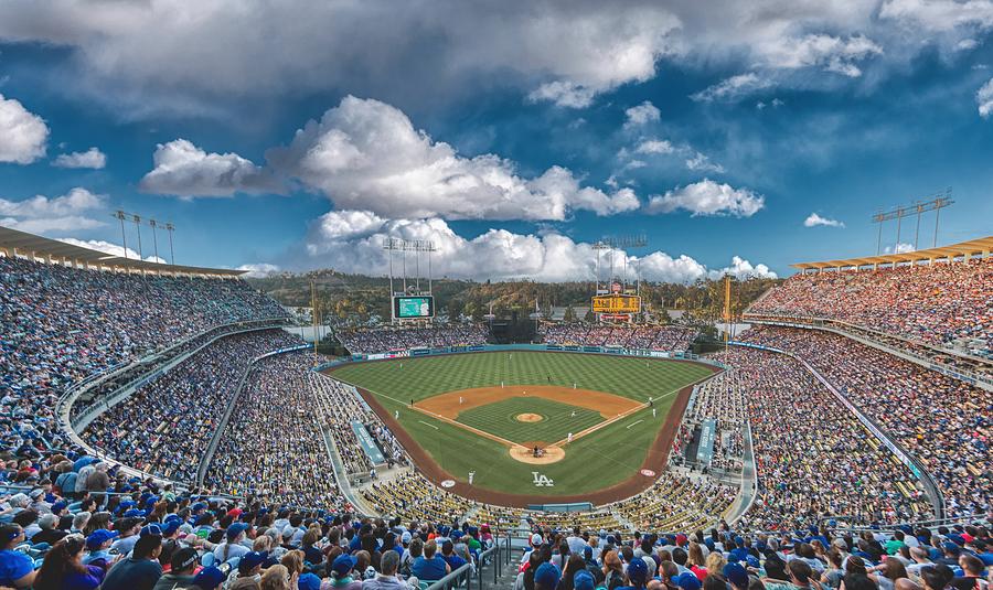 Los Angeles Dodgers Photograph - Day Game - Dodger Stadium by Mountain Dreams