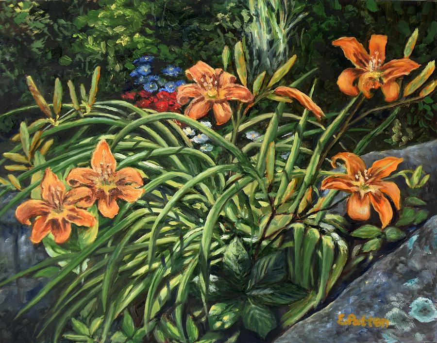Flower Painting - Day Lilies by Eileen Patten Oliver