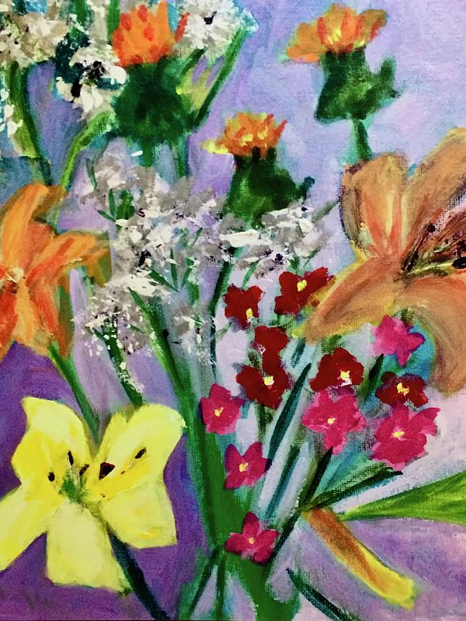 Day Lilies Painting by Mary Jane Mulholland