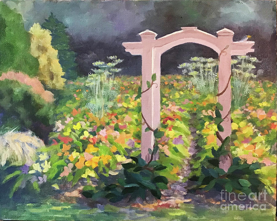 Day Lily Farm Arch Painting by Anne Marie Brown