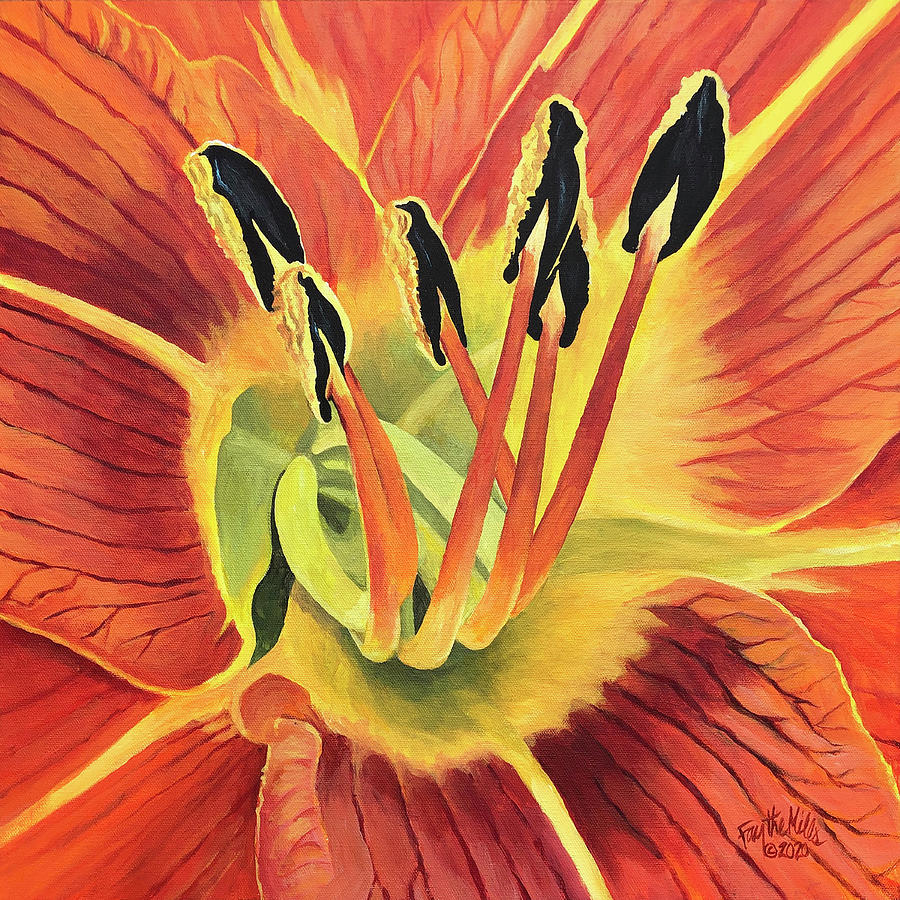 Day Lily Painting by Faythe Mills