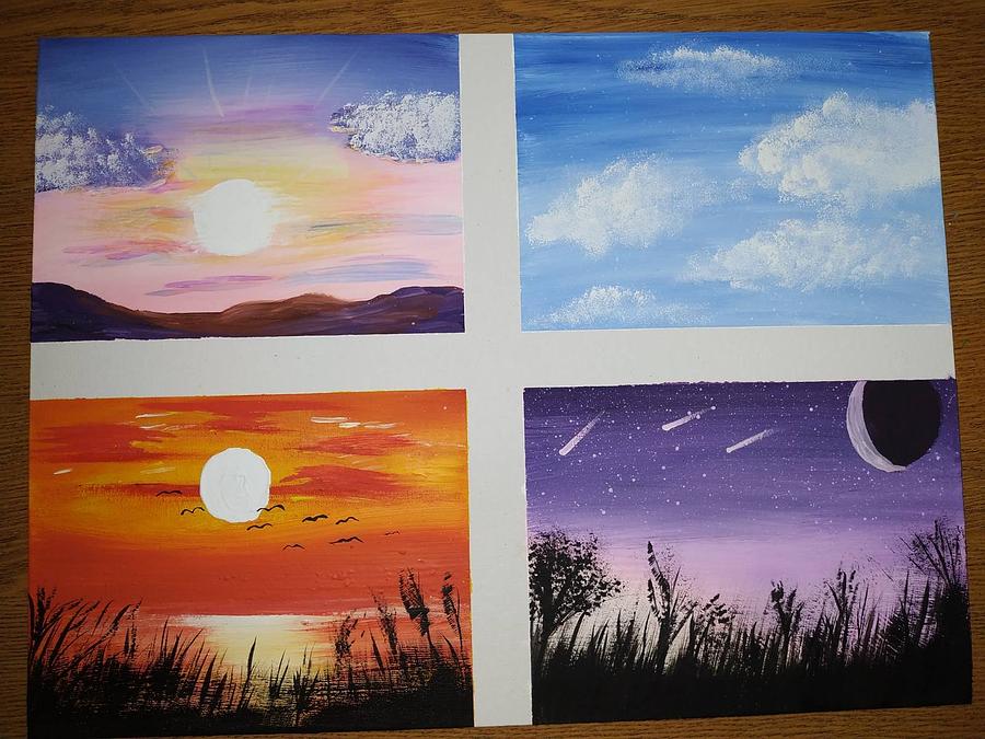 Day and night scenery drawing with oil pastels - day and night tree draw...  | Tree drawing, Easy drawings, Oil pastel