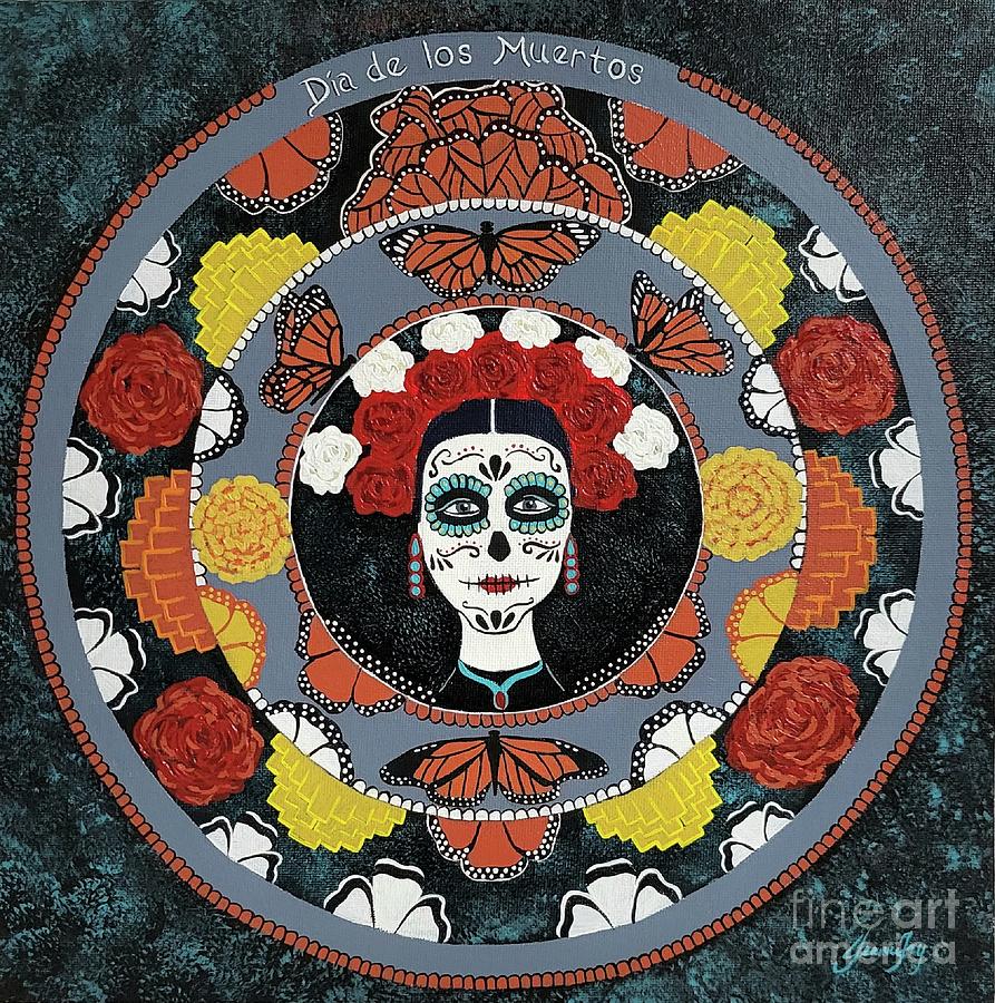 Day of the Dead Mandala Painting by Jean Fry