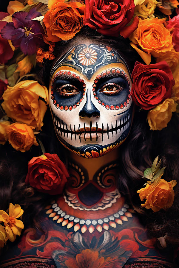 Day of the Dead Painted Woman Digital Art Digital Art by SR Green