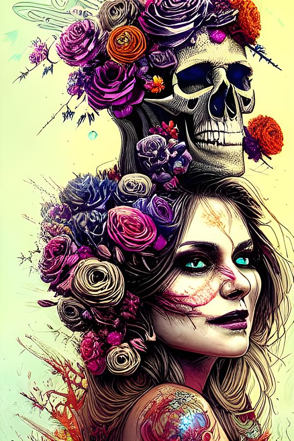 Day of the Dead Reunion I Digital Art by Beverly Read