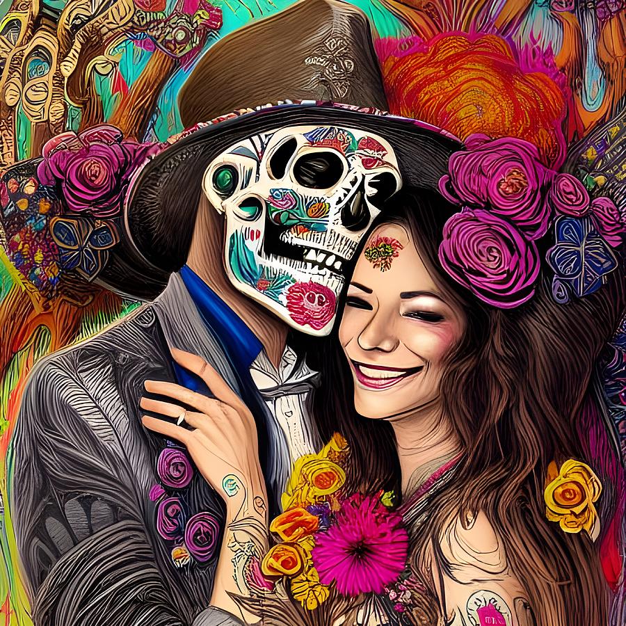 Day of the Dead Reunion II Digital Art by Beverly Read