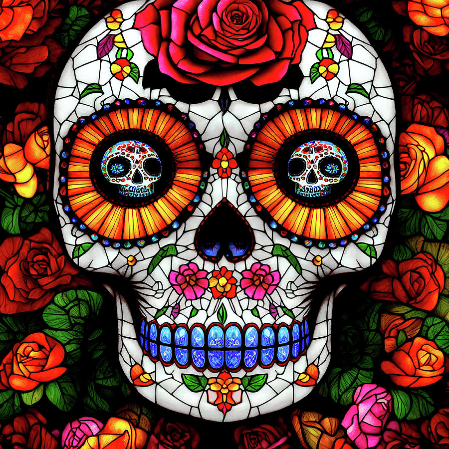 Day of the Dead Sugar Skull Digital Art by Peggy Collins