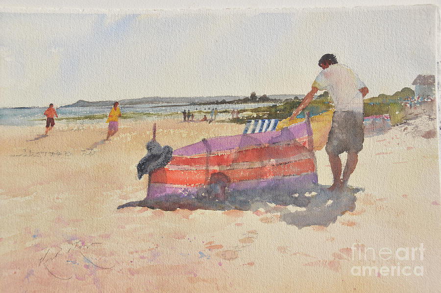 Day Trippers, Clonea Strand Painting by Keith Thompson