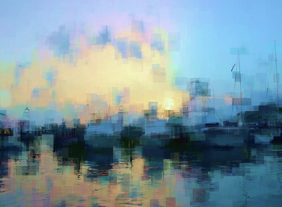 Daybreak at the Boat Docks  Mixed Media by Shelli Fitzpatrick