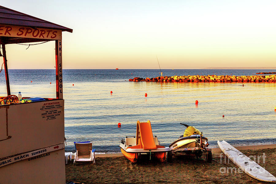 City Photograph - Daybreak at the Sea in Limassol by John Rizzuto
