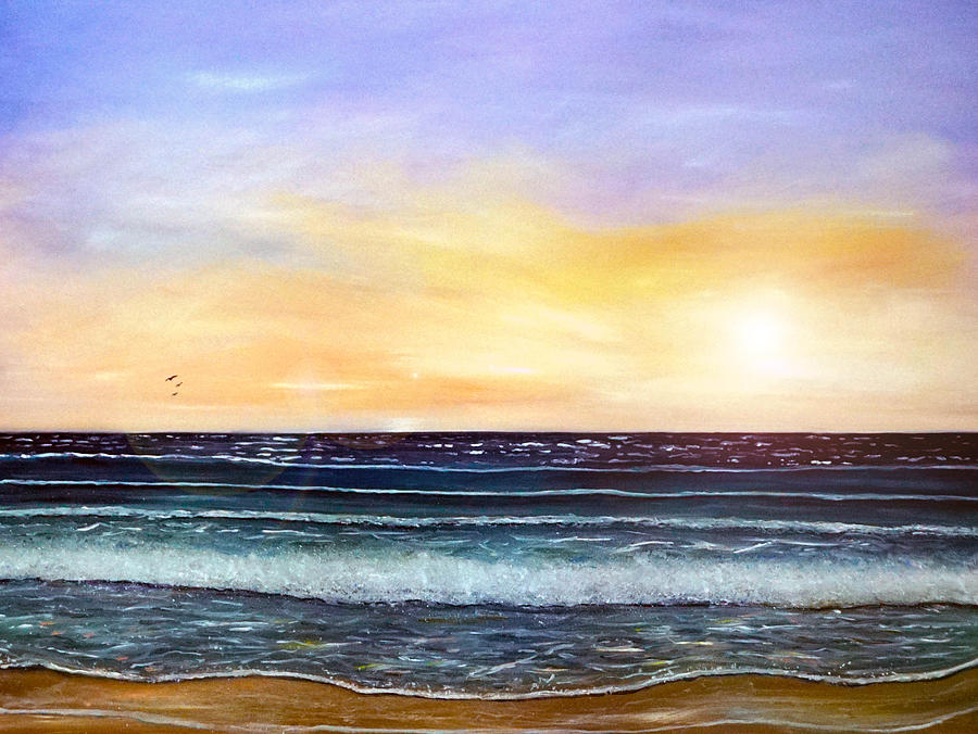 Daybreak on the Beach Painting by Katy Hawk