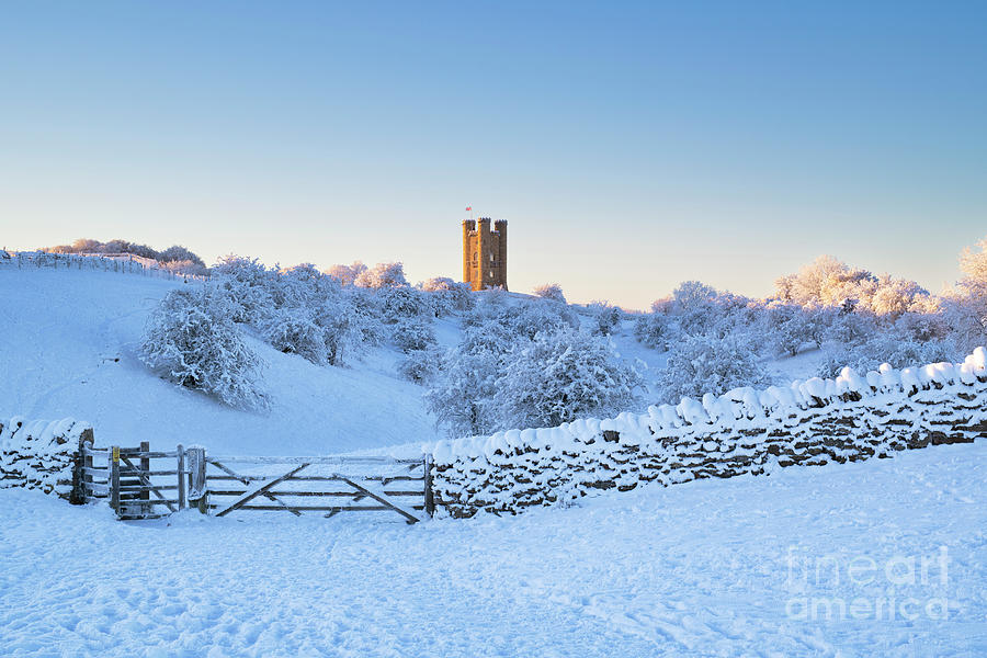 Daybreak over Broadway Tower in the Snow  Photograph by Tim Gainey