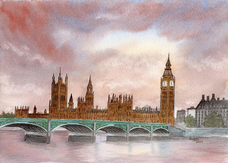 Daybreak Over Westminster Bridge, London Painting by Helen V James ...