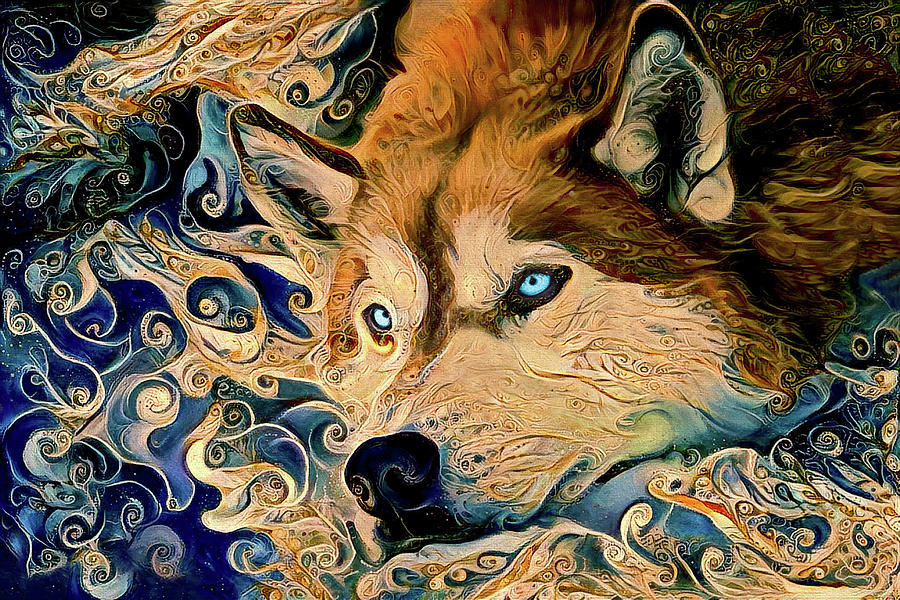 Daydreaming Siberian Husky Dog Digital Art by Peggy Collins