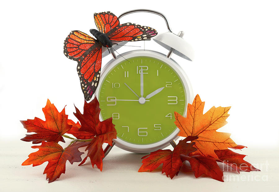 Daylight Saving Time Ends concept with Autumn Fall theme.  Photograph by Milleflore Images