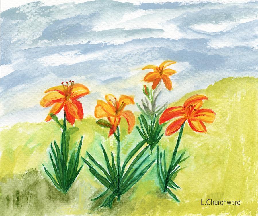 Daylilies in the Wild Painting by Lois Churchward - Fine Art America