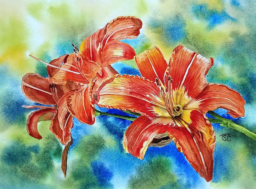 Daylilies Painting by Tammy Crawford