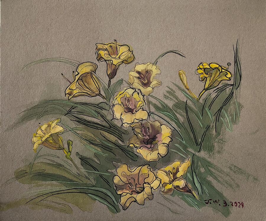 Flower Painting - Daylily by Jane Wang