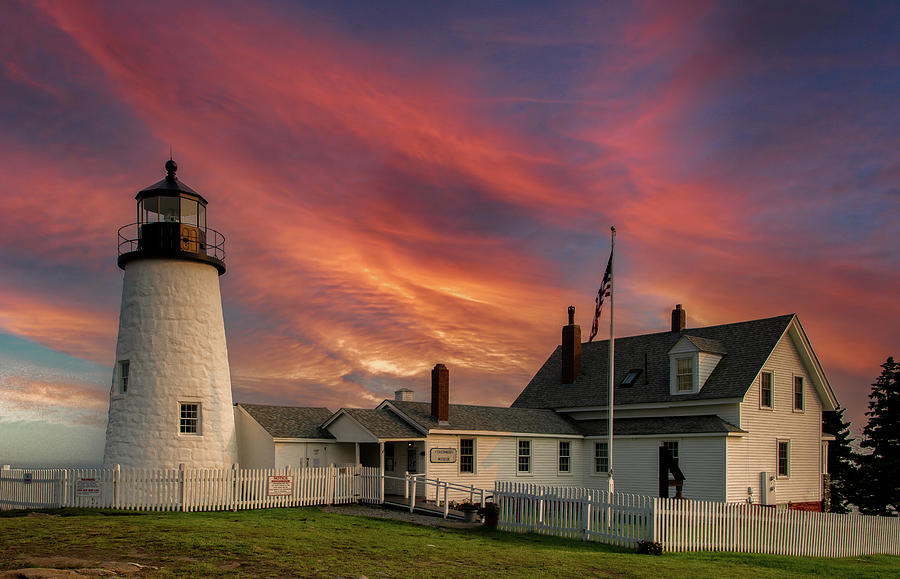 Days End at Pemaquid Lighthouse Photograph by Marcy Wielfaert