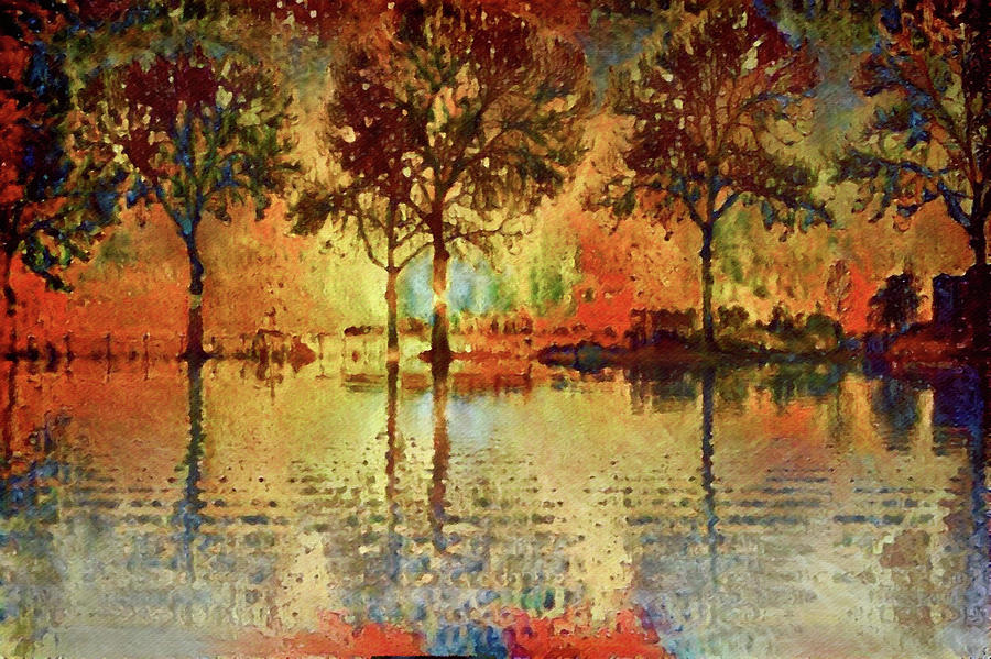Sunset Digital Art - Days End at the Lake by Susan Maxwell Schmidt