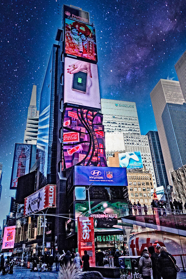 Daytime Night Sky Over Times Square New York Digital Art by Russel Considine