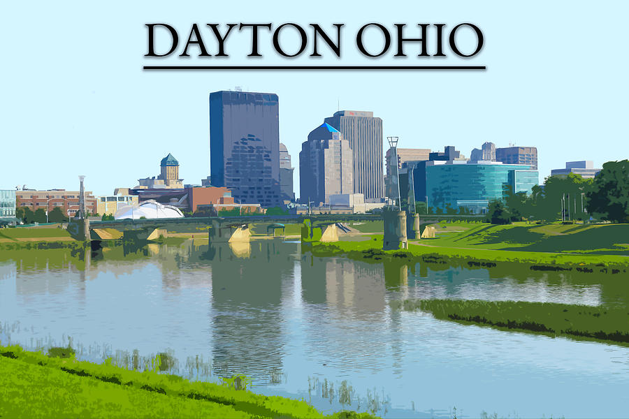 Dayton Ohio Poster Style Skyline Digital Art by Dan Sproul