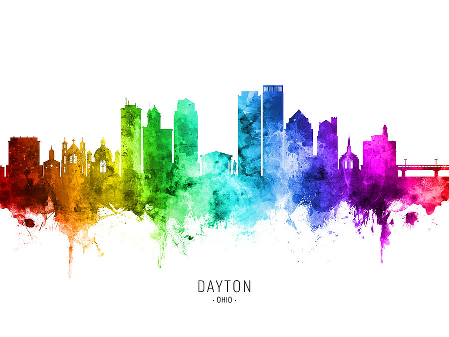 Skyline Digital Art - Dayton Ohio Skyline #68 by Michael Tompsett