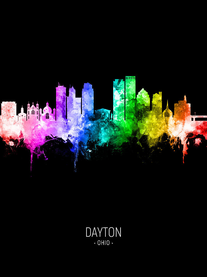 Skyline Digital Art - Dayton Ohio Skyline #79 by Michael Tompsett