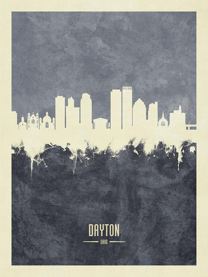 Skyline Digital Art - Dayton Ohio Skyline #92 by Michael Tompsett
