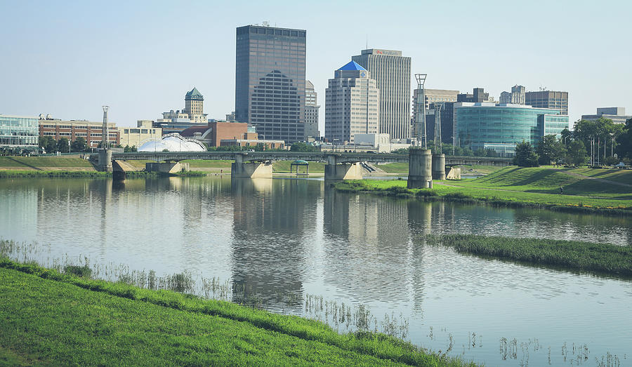 Skyline Photograph - Dayton Ohio Skyline Reflection by Dan Sproul