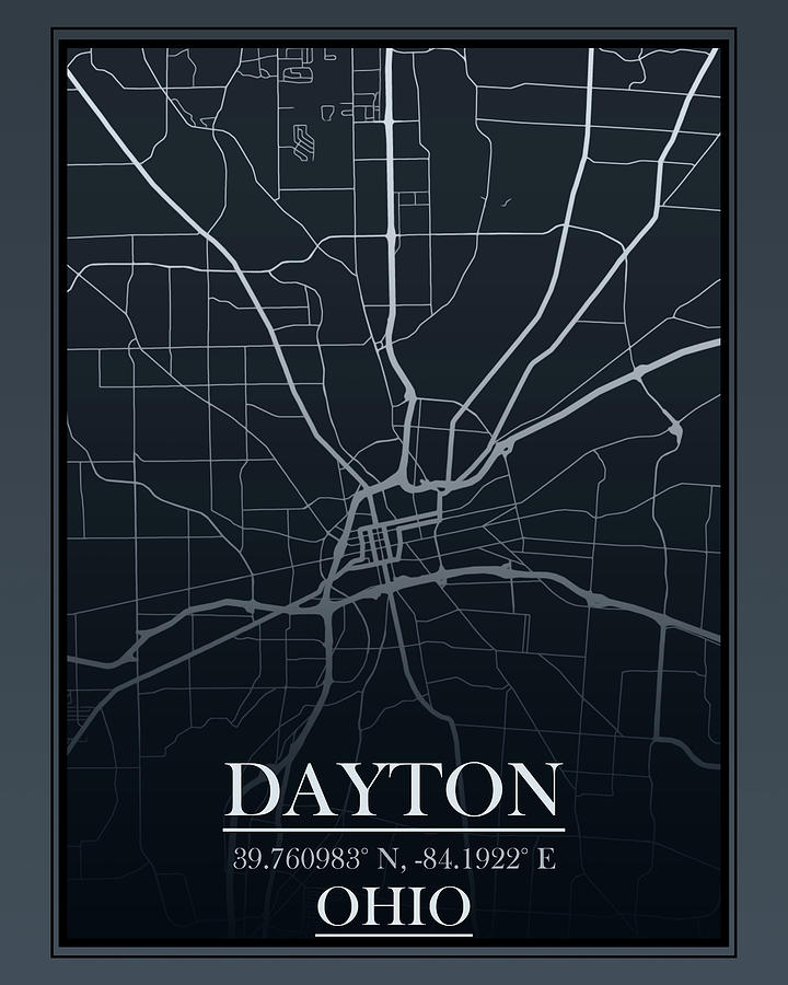 Dayton Ohio Street Map Location Digital Art by Dan Sproul