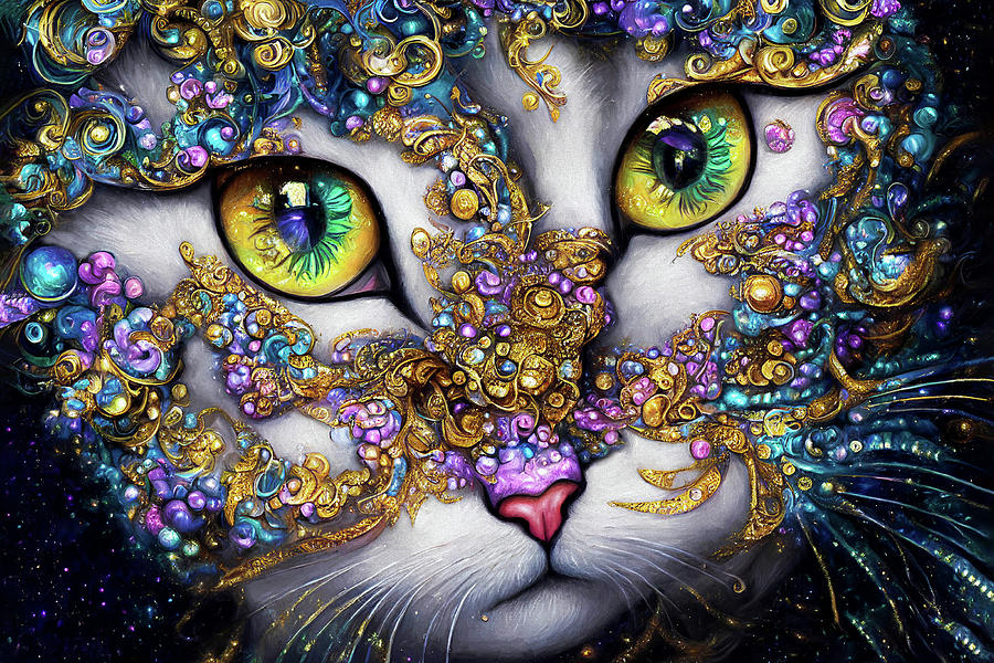 Dazzle the Bling Cat Digital Art by Peggy Collins
