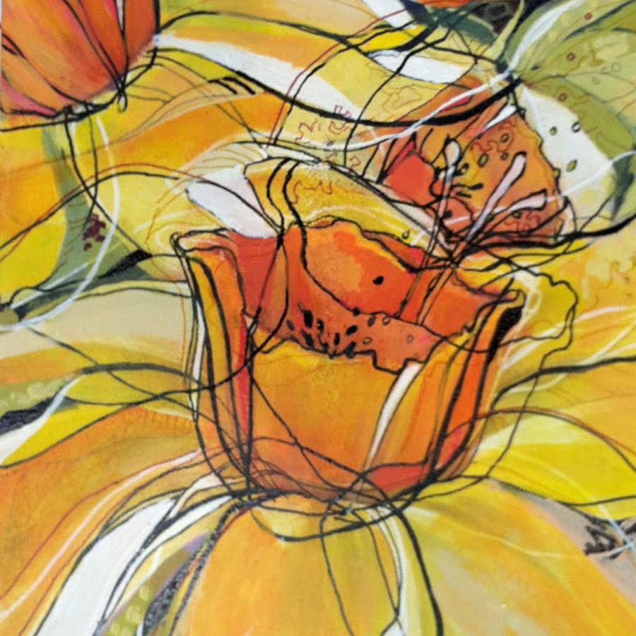 Dazzling Dancing Daffodils by Eleatta Diver Mixed Media by Eleatta Diver