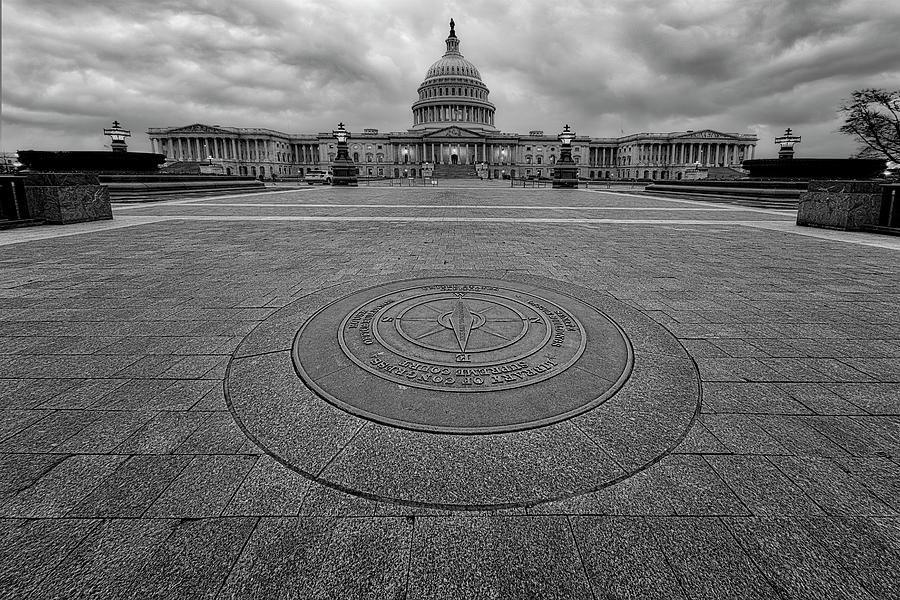 DC Capitol Building bw Photograph by Susan Candelario