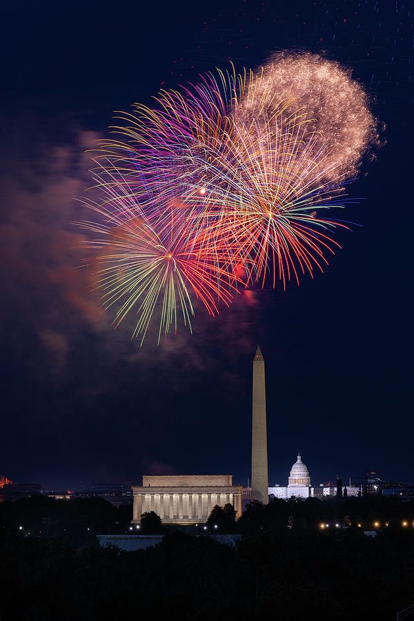 DC Fireworks from Iwo Jima Memorial Photograph by John Crowley - Fine ...