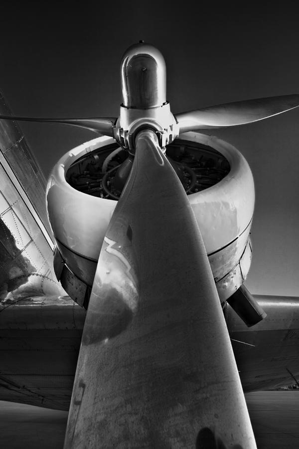 DC3 Propellor in Black and White Photograph by HawkEye Media