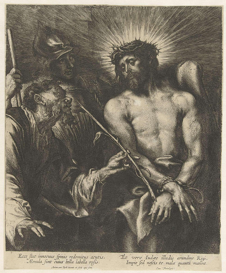 Lucas Painting - De bespotting van Christus  by Lucas Vorsterman  Anthony van Dyck