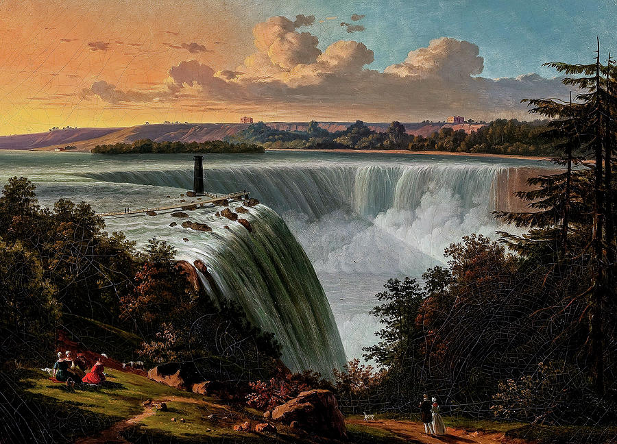 DE GRAILLY  Niagara Falls, circa 1850 Digital Art by Celestial Images
