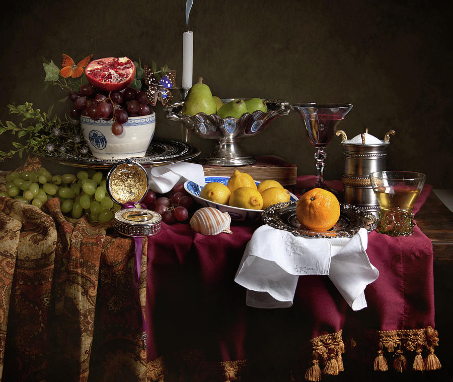 De Heem - Banquet on purple table cloth Photograph by Levin Rodriguez