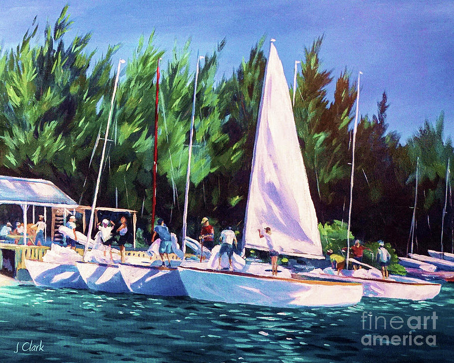Boat Painting - De-rigging   by John Clark