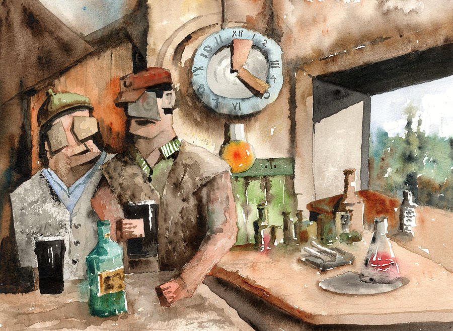 Pubs Painting - De ye no, Its 53 yearssince I had my first PINT. by Val Byrne