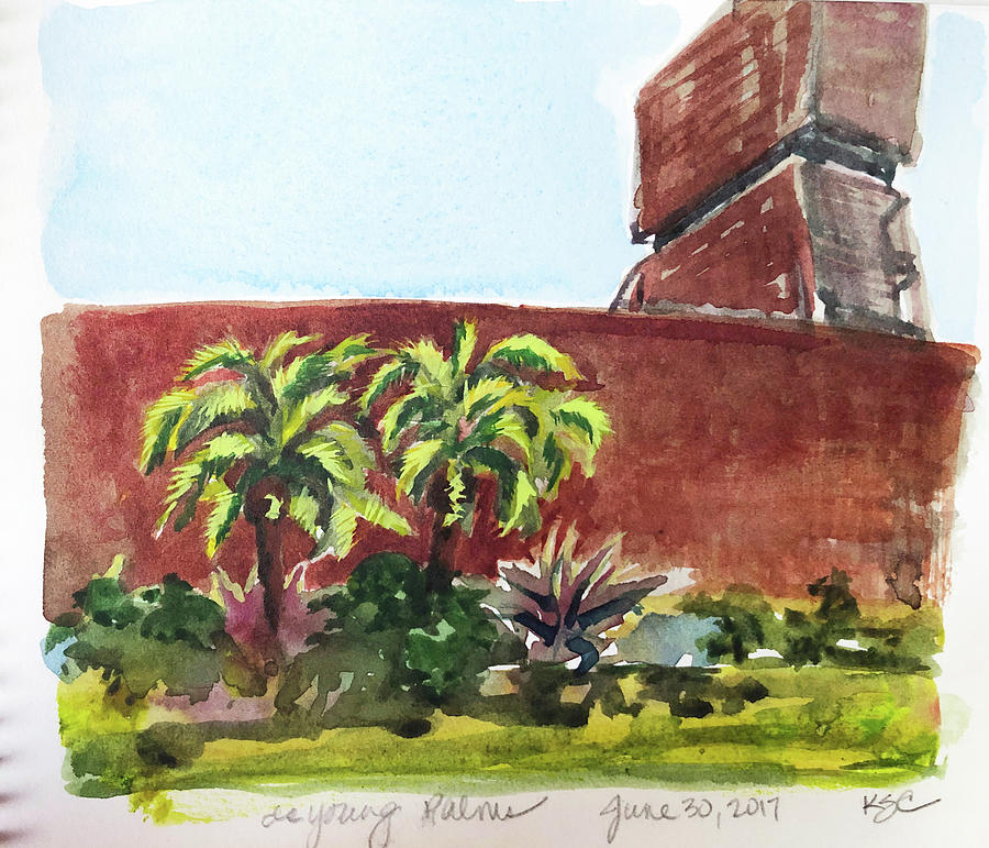de Young Palms Mixed Media by Karen Coggeshall