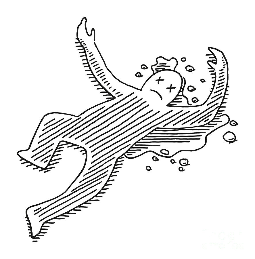Dead Body Cartoon Human Figure Drawing Drawing by Frank Ramspott - Pixels