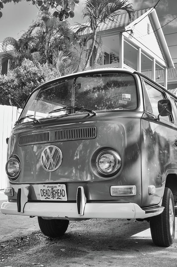 Dead Head VW Volkswagen Transporter Type 2 Van Key West Florida Black and White Photograph by Shawn OBrien