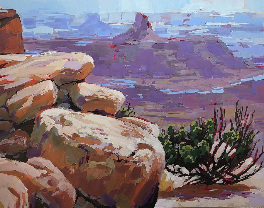 Dead Horse Point Boulders Painting by Stephen Bartholomew
