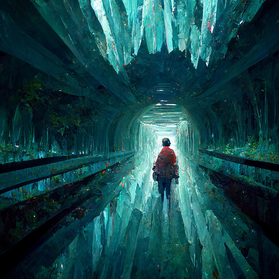 Dead  Rising  In  A  Crystal  Tunnel  8ed6c1ea  8efa  4246  B4ad  14171b6445c2 Painting by MotionAge Designs