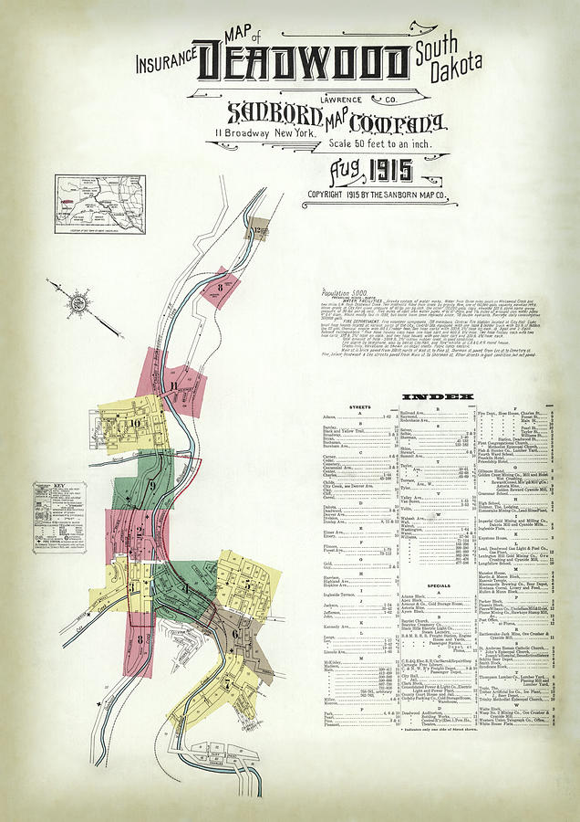 Deadwood South Dakota Fire Insurance Map 1915 Daniel Hagerman 